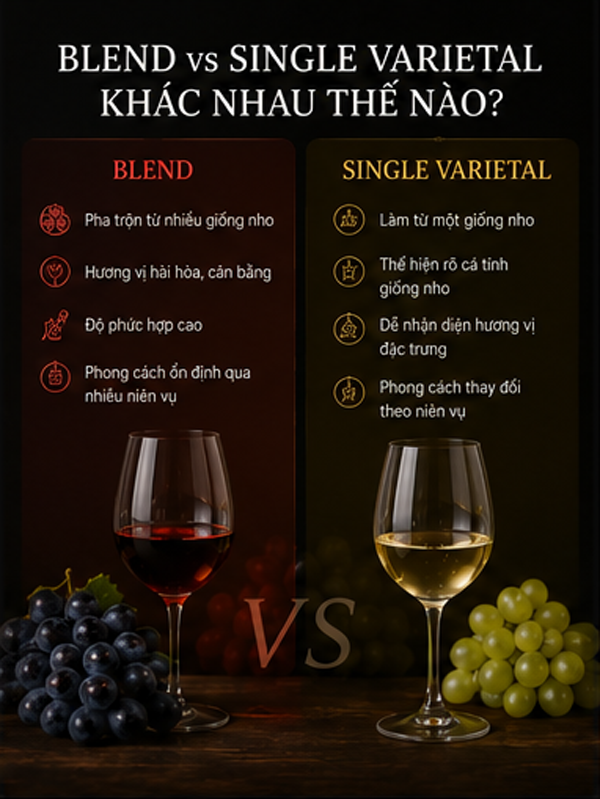 Blend Và Single Varietal Là Gì? Cách Phân Biệt Rượu Vang Pha Trộn Và Rượu Vang Đơn Giống Nho Blend và Single Varietal khác nhau thế nào