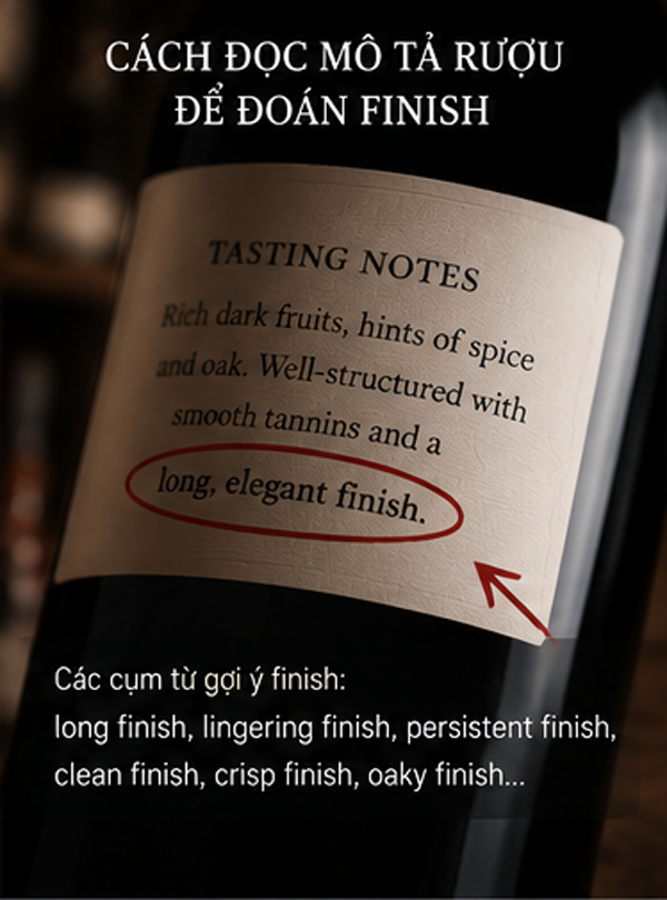 Cách đọc mô tả rượu để đoán Finish