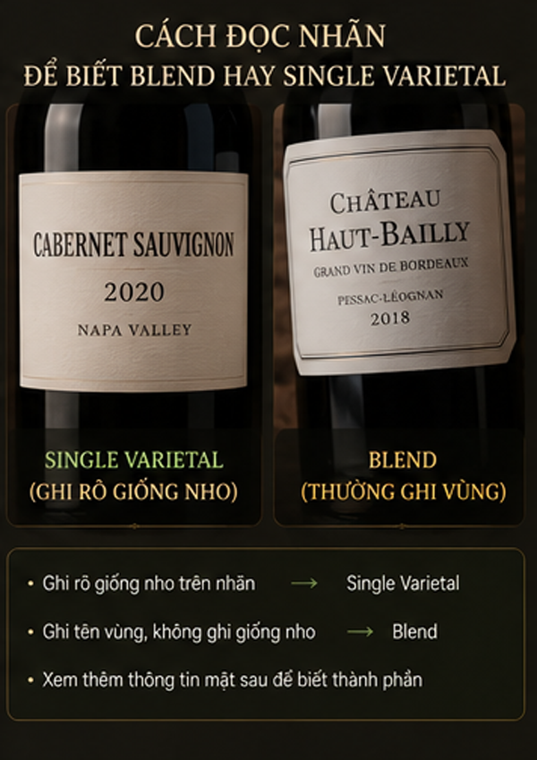 Blend Và Single Varietal Là Gì? Cách Phân Biệt Rượu Vang Pha Trộn Và Rượu Vang Đơn Giống Nho Cách đọc nhãn để biết Blend hay Single Varietal