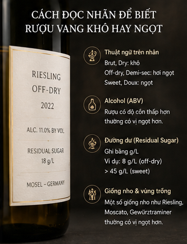 Cách Đọc Nhãn Để Biết Rượu Vang Khô Hay Ngọt

