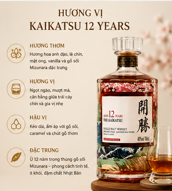 Hương vị rượu Kaikatsu 12 Years