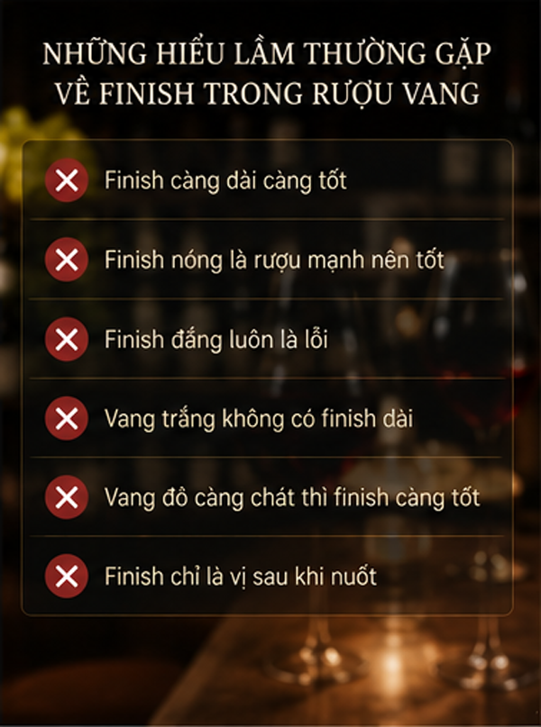 Những hiểu lầm thường gặp về Finish trong rượu vang