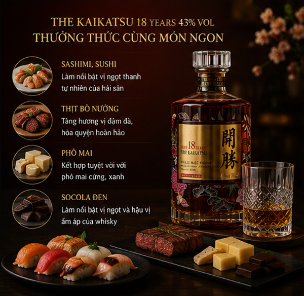 Rượu Kaikatsu 18 uống với món ngon