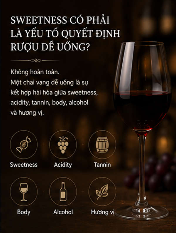 Sweetness Có Phải Là Yếu Tố Quyết Định Rượu Dễ Uống Không?