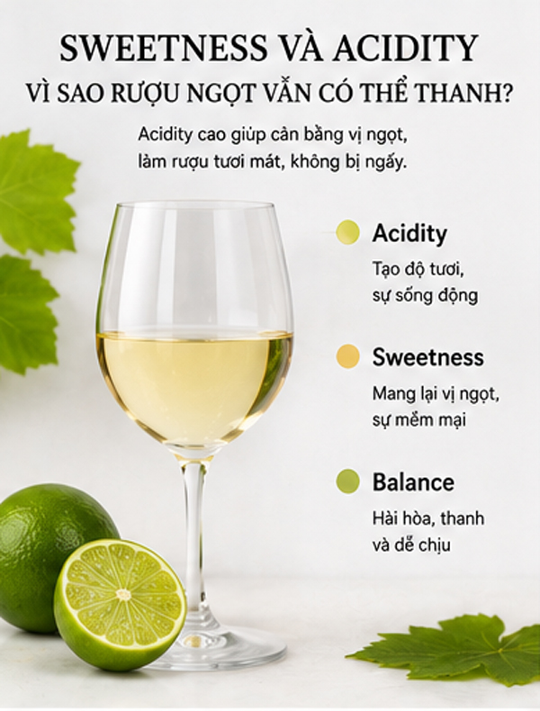 Sweetness Và Acidity: Vì Sao Rượu Ngọt Vẫn Có Thể Thanh?