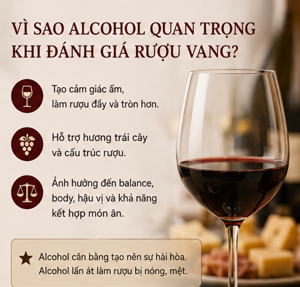 Alcohol quan trọng khi đánh giá rượu vang 