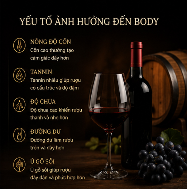 Yếu tố ảnh hưởng đến body của rượu vang