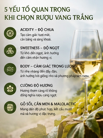 5 yếu tố quan trọng khi chọn rượu vang trắng