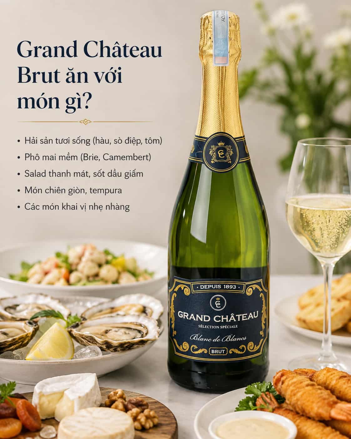 Grand Château Brut kết hợp với món ăn