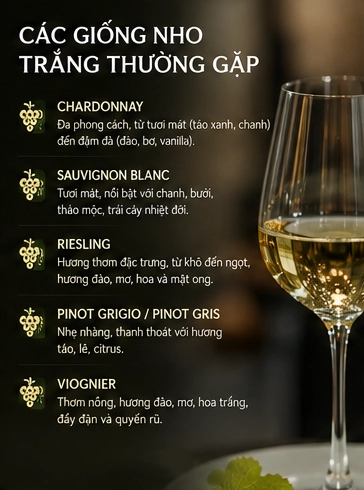 Các giống nho trắng thường gặp