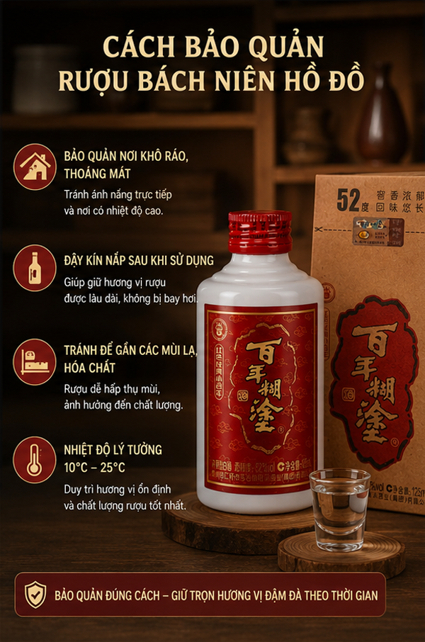 Cách bảo quản Rượu Bách Niên Hồ Đồ