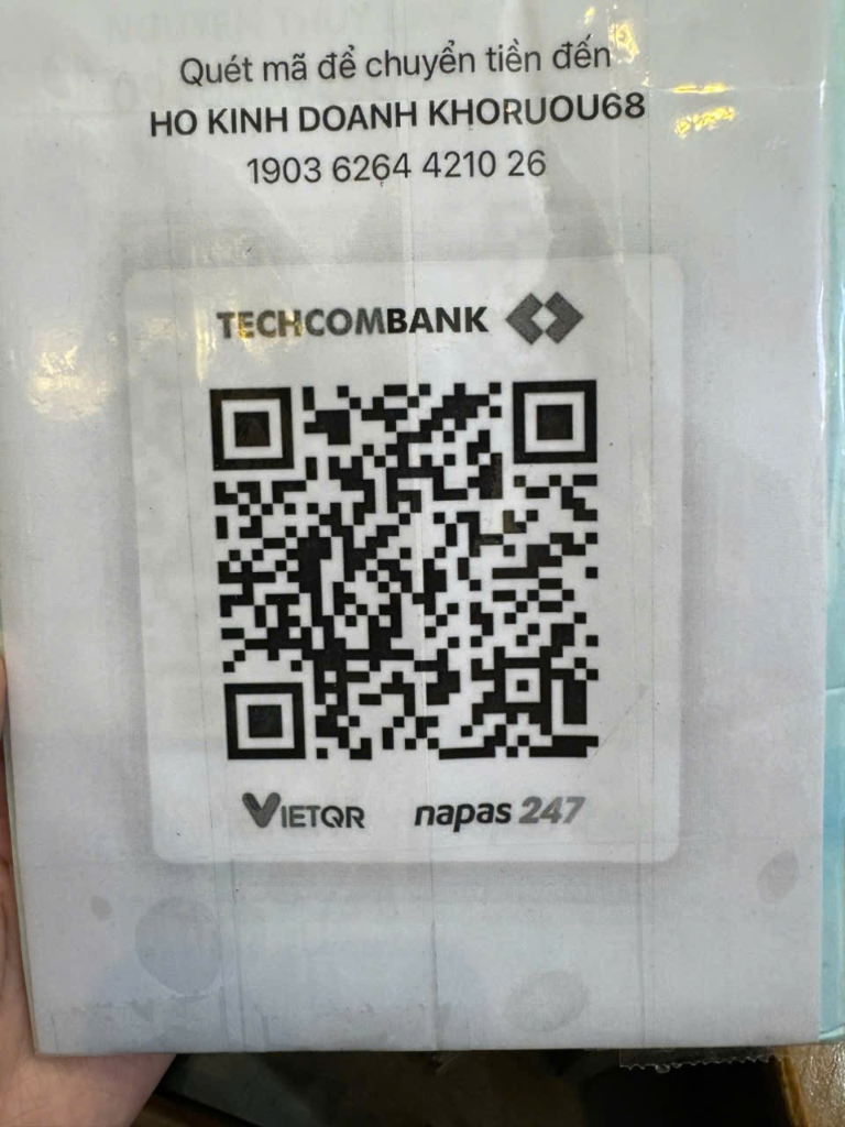 Mã QR chuyển khoản ngân hàng Techcombank Kho Rượu 68