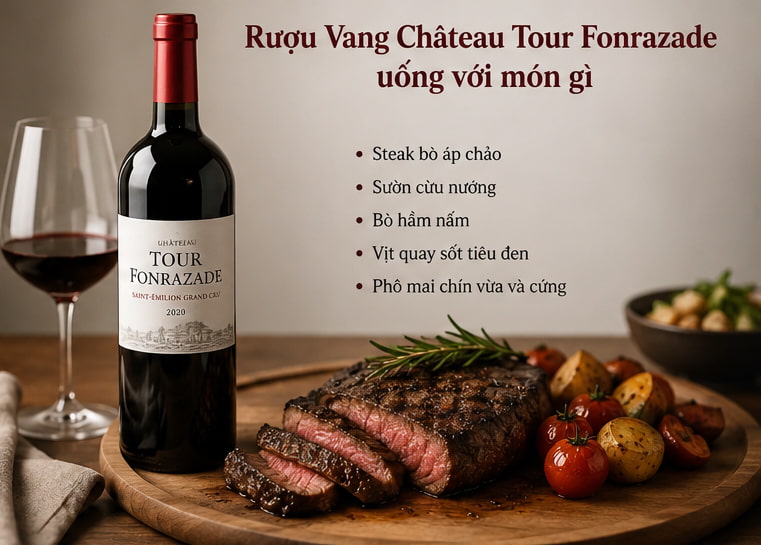 Château Tour Fonrazade 2020 kết hợp với món ăn