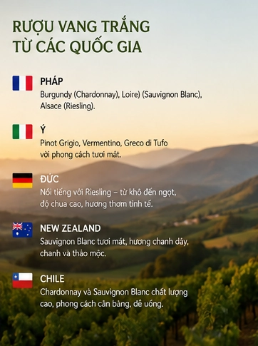 Rượu vang trắng từ các quốc gia