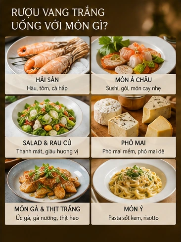 Rượu vang trắng kết hợp với món ăn