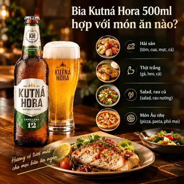 Bia Kutná Hora Zlatá 12 kết hợp với món ăn