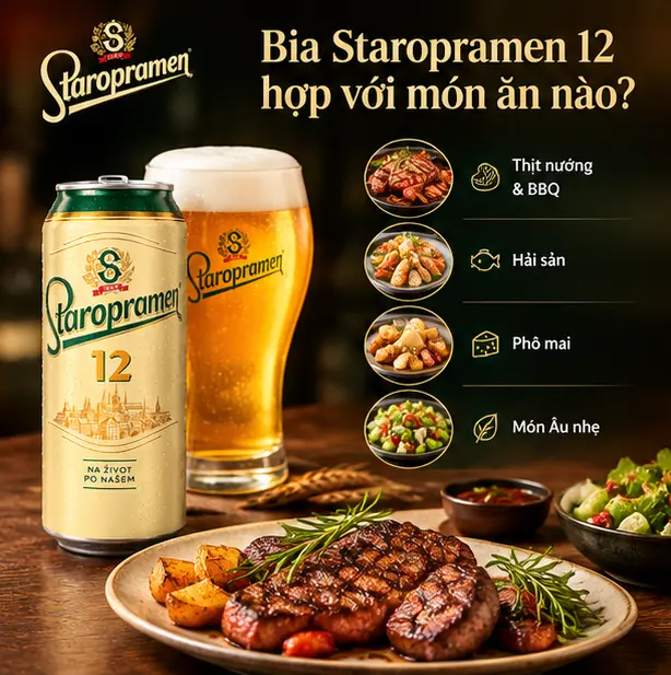 Bia Staropramen 12 kết hợp với món ăn