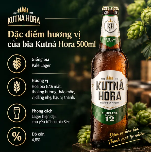 Đặc điểm hương vị của bia Kutná Hora 500ml
