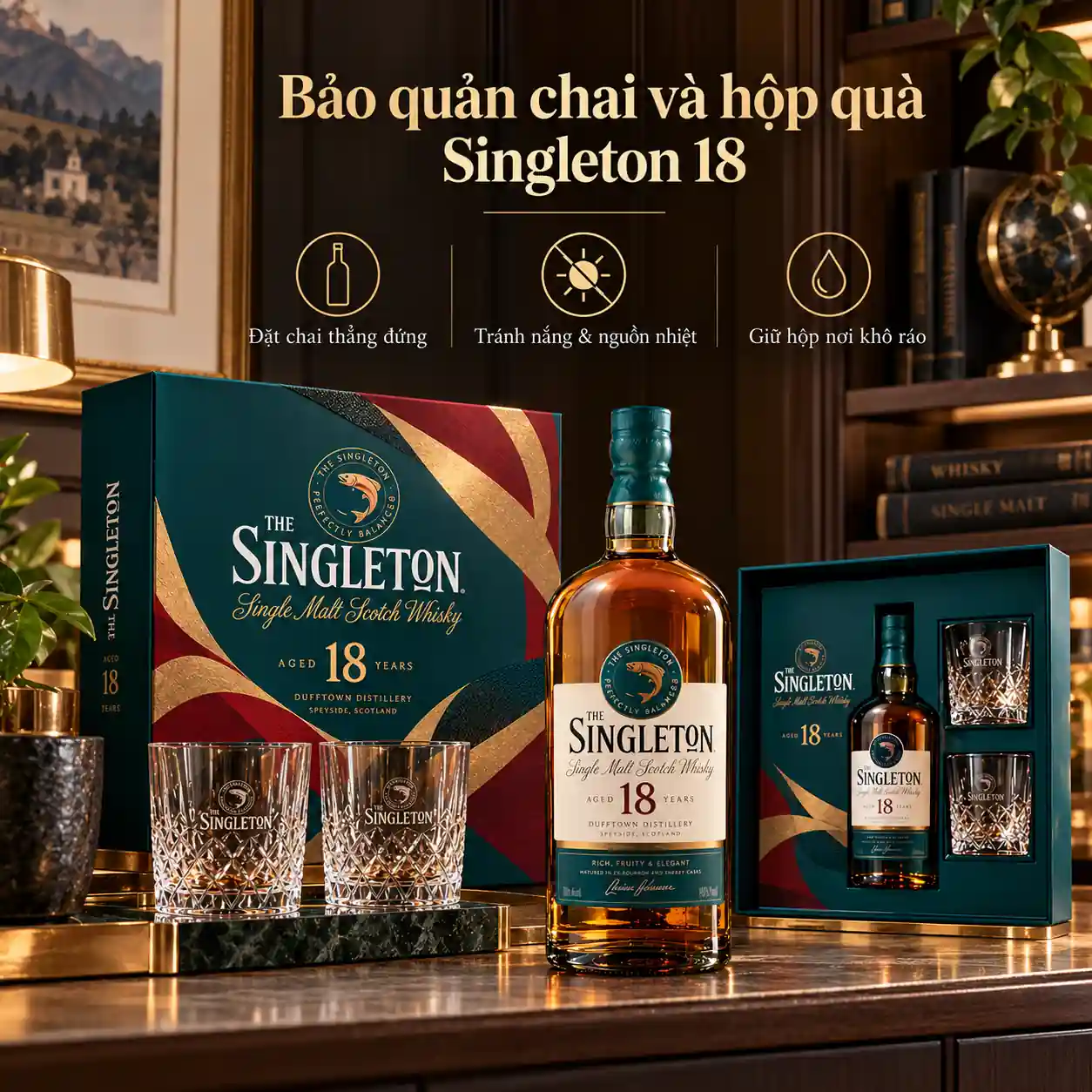 Bảo quản chai và hộp quà Singleton 18