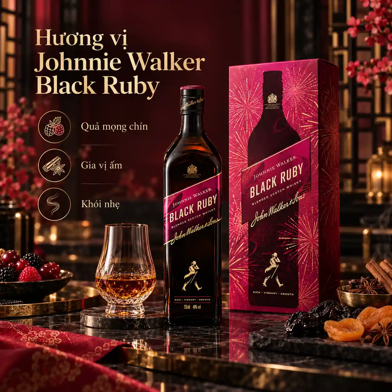 Hương vị Johnnie Walker Black Ruby Hộp Quà