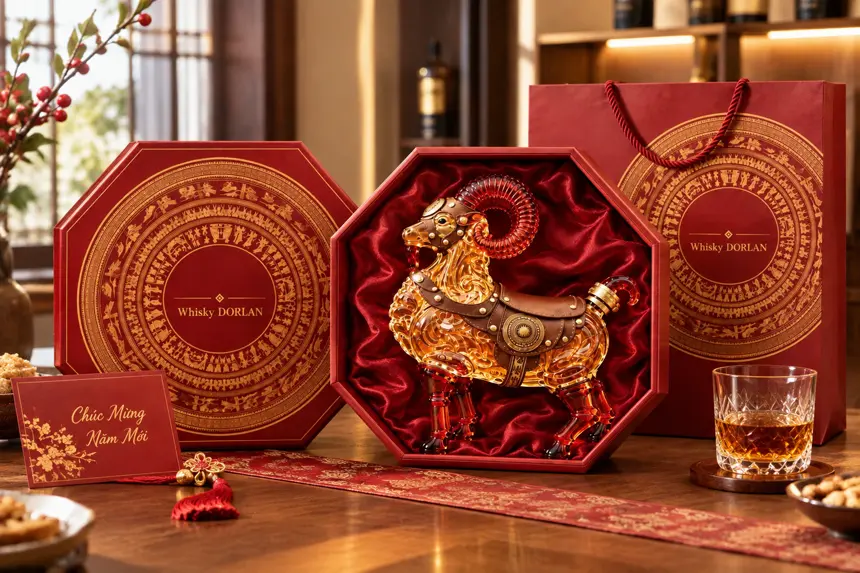Kệ Dê Đinh Mùi Đại Cát Whisky Dorlan Làm Quà Tặng