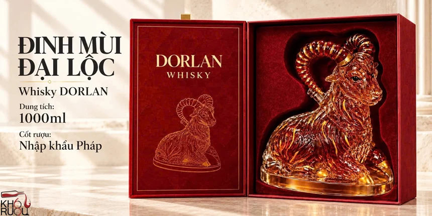 Kệ Dê Đinh Mùi Đại Cát Whisky Dorlan – Rượu Linh Vật Dê 2027 Kệ Dê Đinh Mùi Đại Lộc Whisky Dorlan 2027