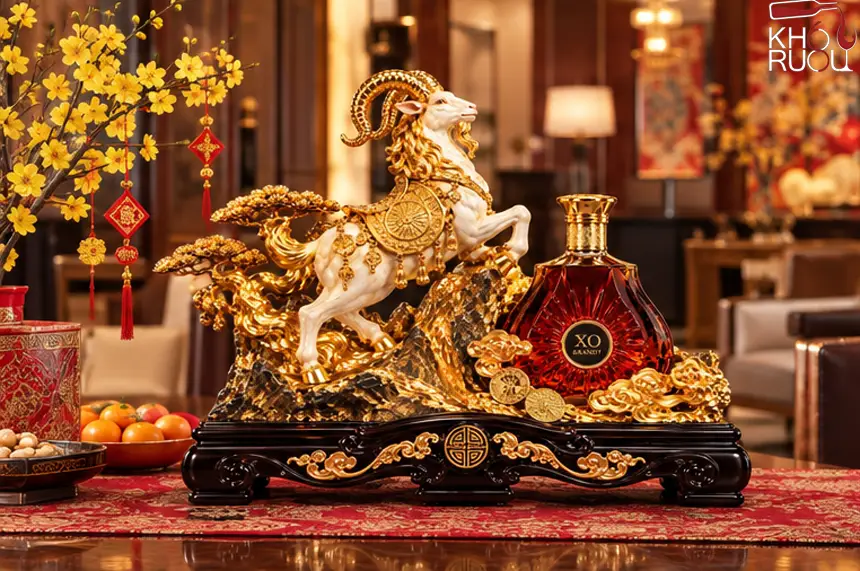 Kệ Dê Đinh Mùi Đại Lộc Whisky Dorlan – Rượu Linh Vật Dê 2027 Kệ Rượu Dê Đinh Mùi Đại Phát 2027
