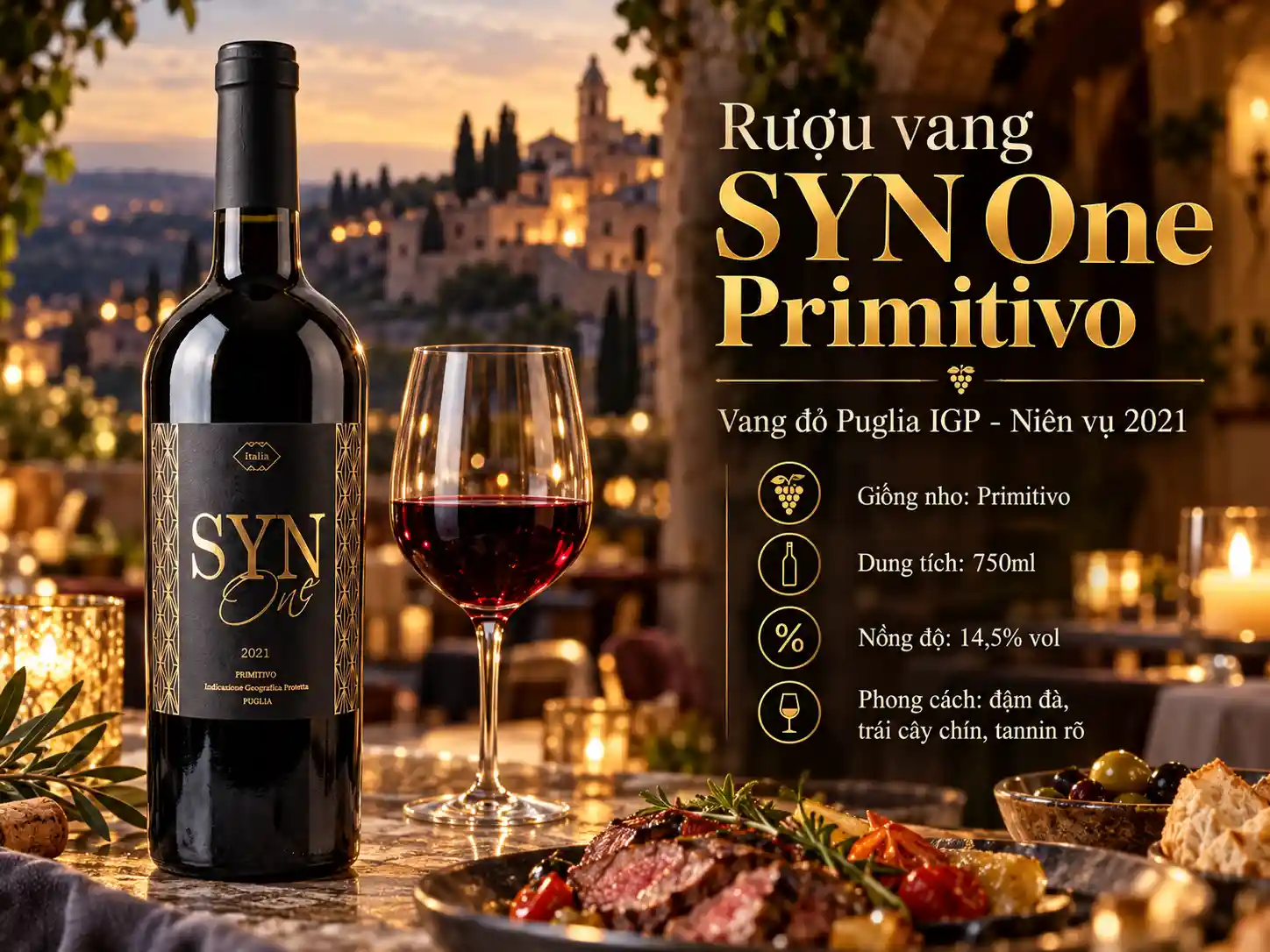 Rượu vang Ý Syn One Primitivo